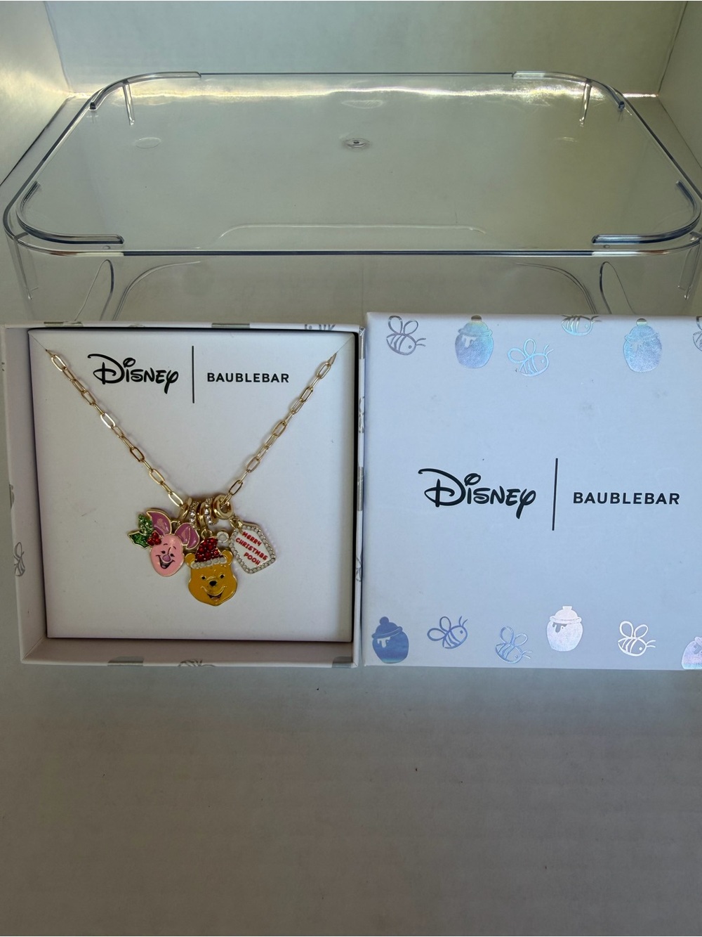 Disney BaubleBar Winnie the Pooh Holiday Charm Necklace in Gold NIB - Picture 3 of 3